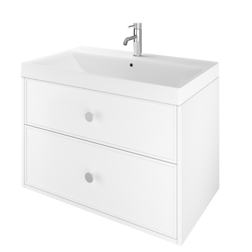 The White Space Slim Shaker 800mm wall hung vanity unit in Matt White