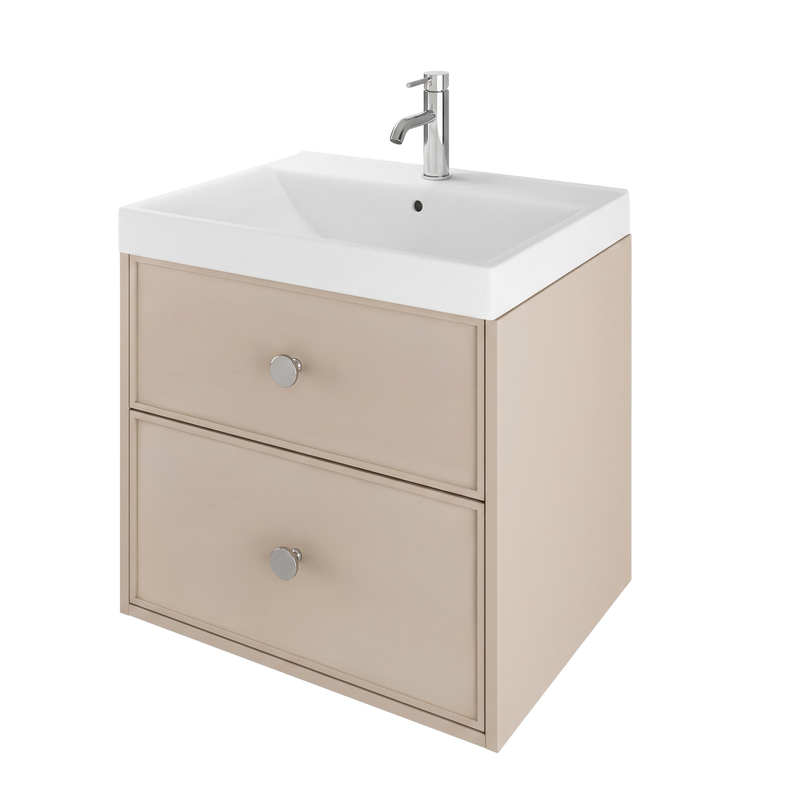 The White Space Slim Shaker 600mm wall hung vanity unit in Portland Stone