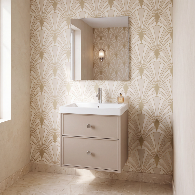 The White Space Slim Shaker 600mm wall hung vanity unit in Portland Stone