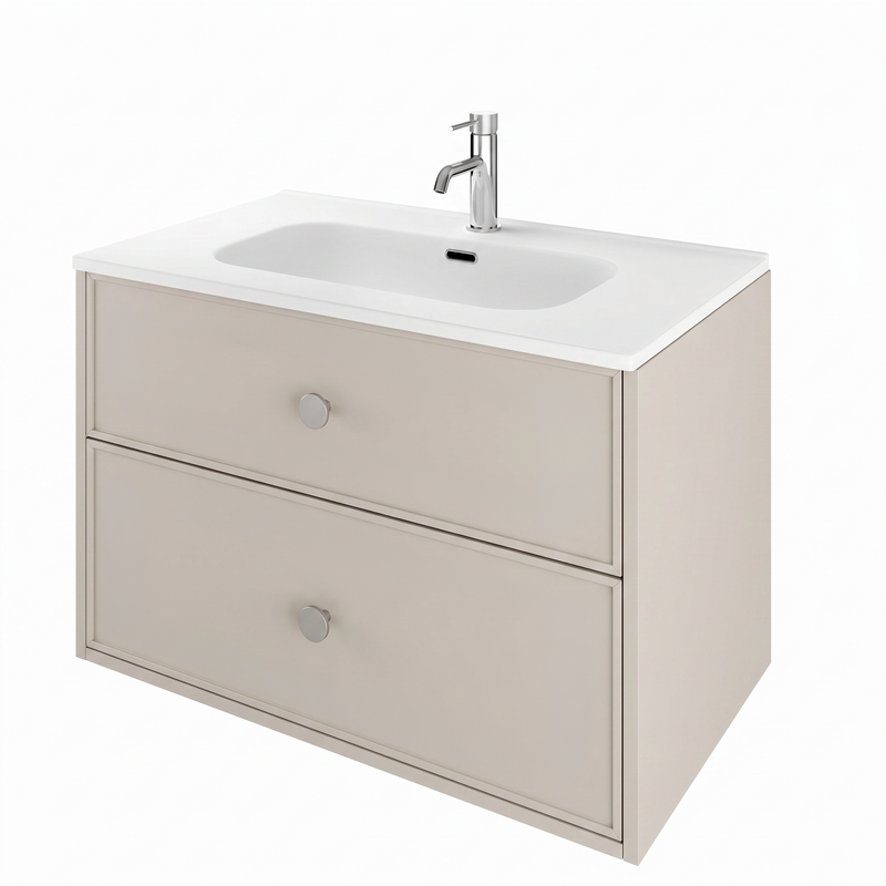 The White Space Slim Shaker 800mm wall hung vanity unit in Portland Stone