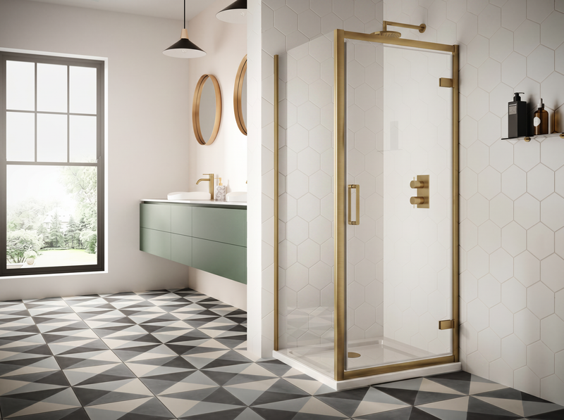 The White Space Sommer 8 Hinged Shower Door – brushed brass