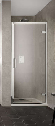 The White Space Sommer 8 Hinged Shower Door lifestyle – chrome