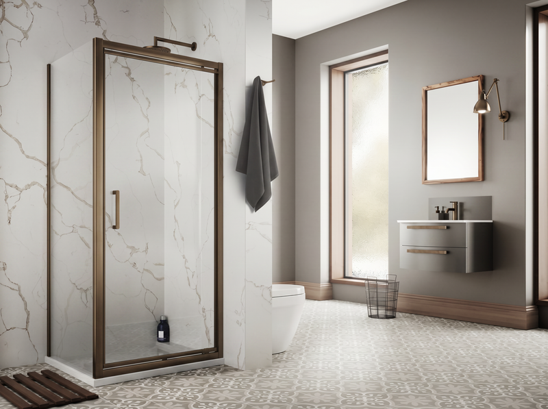 The White Space Sommer 8 Infold Shower Door – brushed bronze