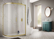 The White Space Sommer 8 Offset Quadrant Shower Enclosure Single Door lifestyle – brushed brass