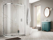 The White Space Sommer 8 Offset Quadrant Shower Enclosure Single Door – chrome