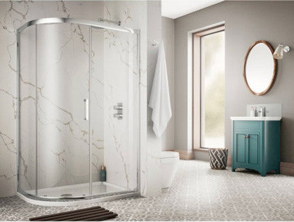 The White Space Sommer 8 Offset Quadrant Shower Enclosure Single Door – chrome