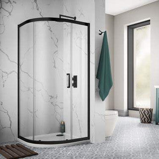 The White Space Sommer 8 Offset Quadrant Shower Enclosure Single Door – black