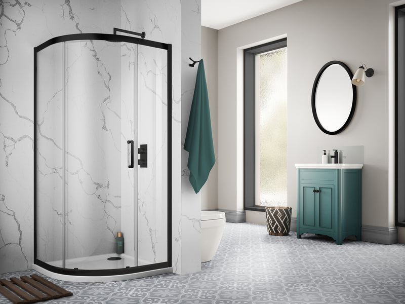 The White Space Sommer 8 Offset Quadrant Shower Enclosure Single Door – black