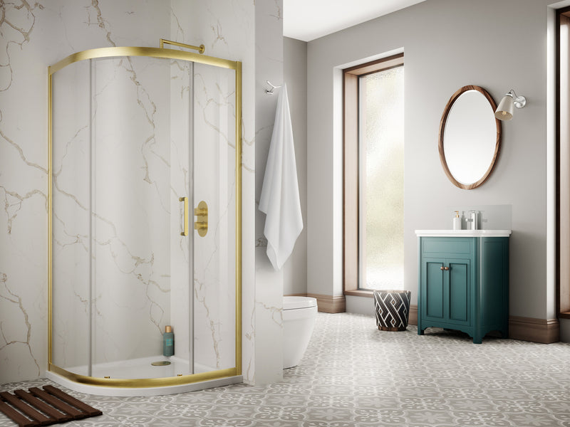 The White Space Sommer 8 Quadrant Shower Enclosure Single Door – brushed brass