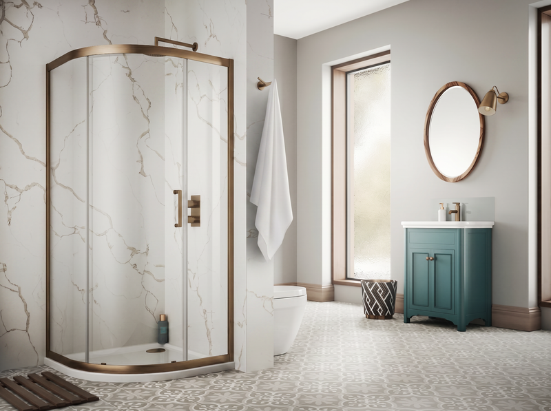 The White Space Sommer 8 Quadrant Shower Enclosure Single Door – brushed bronze