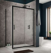 The White Space Sommer 8 Sliding Shower Door lifestyle – black