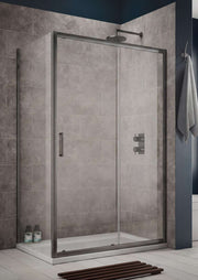 The White Space Sommer 8 Sliding Shower Door lifestyle – gunmetal