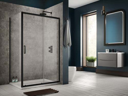 The White Space Sommer 8 Sliding Shower Door – black