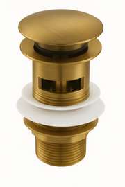 The White Space Sprung Plug Basin Waste – Slotted – Brushed Brass