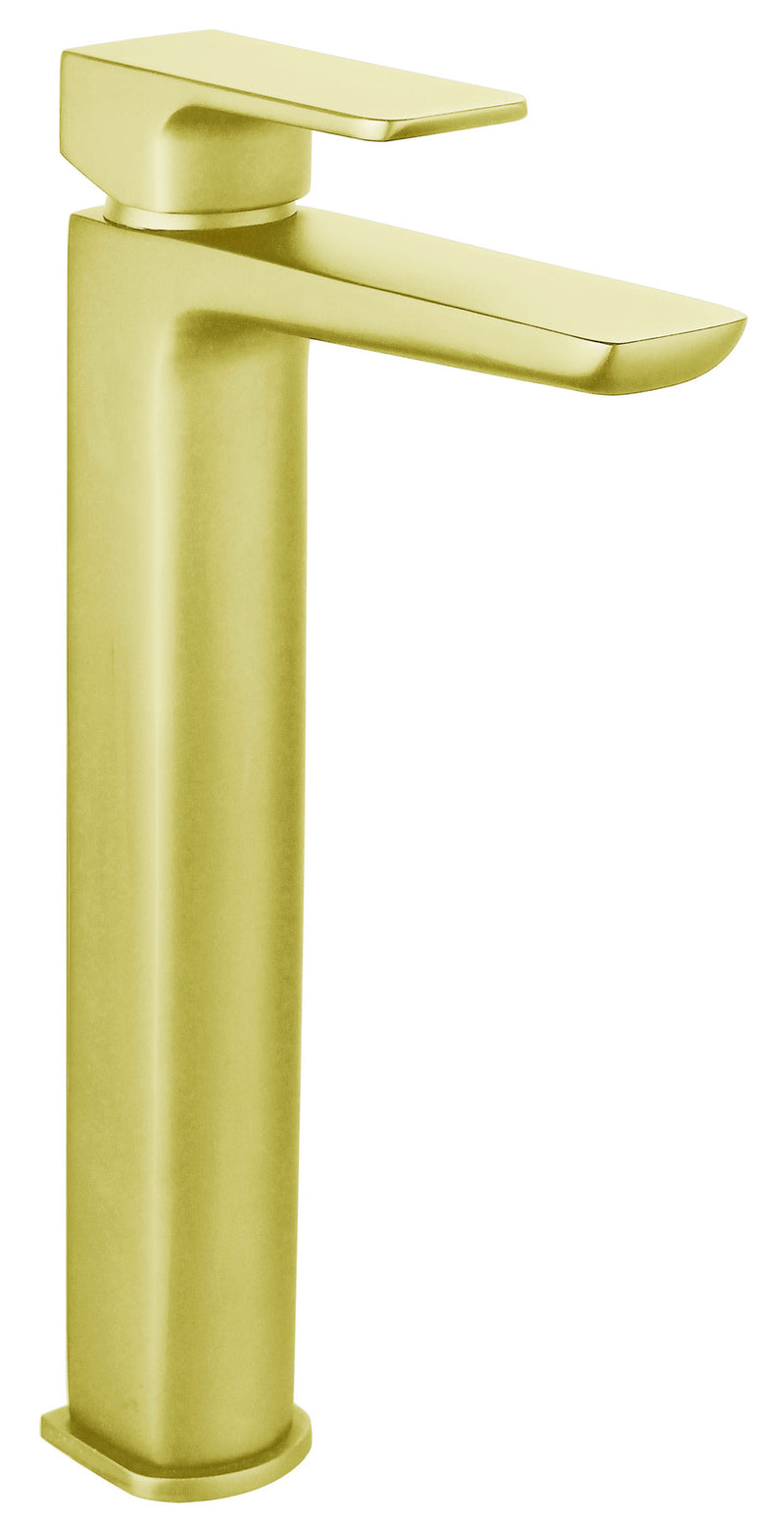 The White Space Veto Tall Monobloc Basin Mixer – Brushed Brass