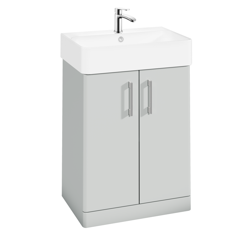 The White Space Vital 600mm floorstanding vanity unit in Light Grey