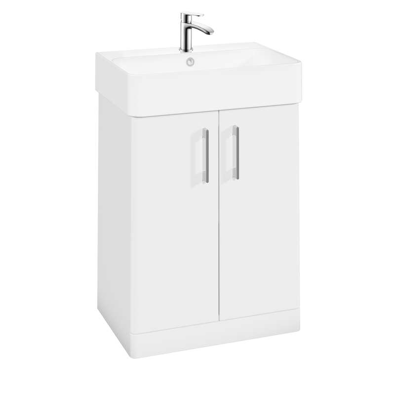 The White Space Vital 600mm floorstanding vanity unit in White Gloss