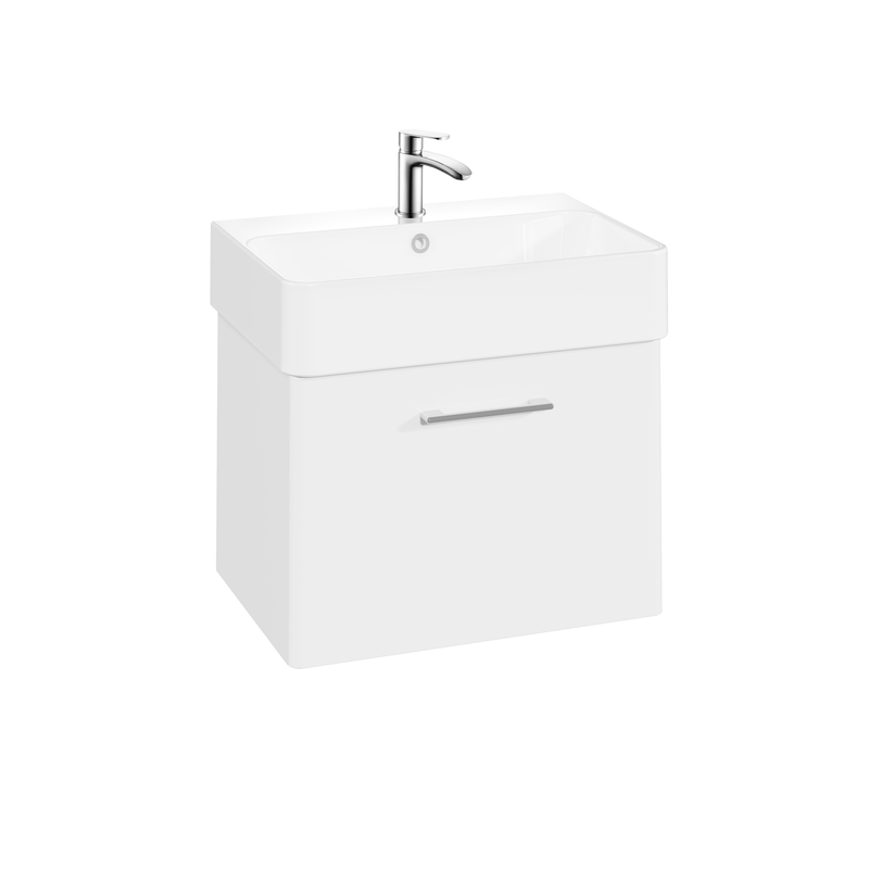 The White Space Vital 600mm wall hung vanity unit in White Gloss