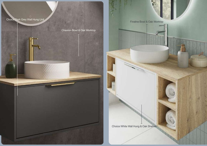 The White Space oak finish worktop with Custom Choice units