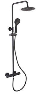 The White Space Yes Round Dual Outlet Bar Valve Shower with Drencher Head & Slide Rail – Black
