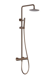 The White Space Yes Round Dual Outlet Bar Valve Shower with Drencher Head & Slide Rail – Brushed Bronze