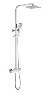 The White Space Yes Square Dual Outlet Bar Valve Shower with Drencher Head & Slide Rail – Chrome