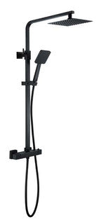 The White Space Yes Square Dual Outlet Bar Valve Shower with Drencher Head & Slide Rail – Black