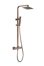 The White Space Yes Square Dual Outlet Bar Valve Shower with Drencher Head & Slide Rail – Brushed Bronze