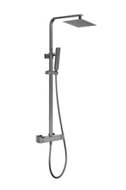 The White Space Yes Square Dual Outlet Bar Valve Shower with Drencher Head & Slide Rail – Gunmetal