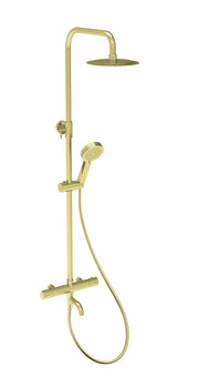 The White Space Yes Triple Outlet Bar Valve Shower with Bath Spout – Brushed Brass
