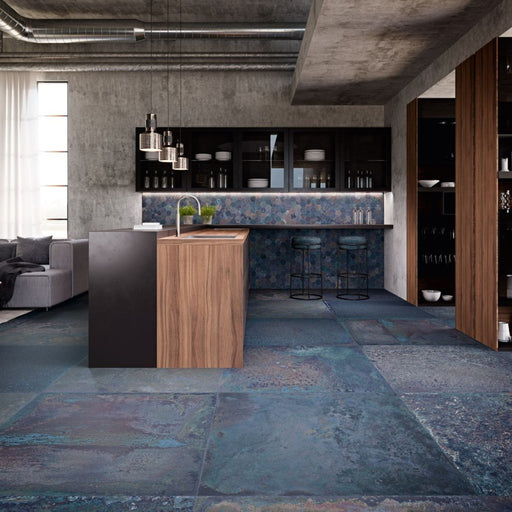 Titusville Sapphire Metal Effect Textured Porcelain Floor Tile 1000x1000x10mm