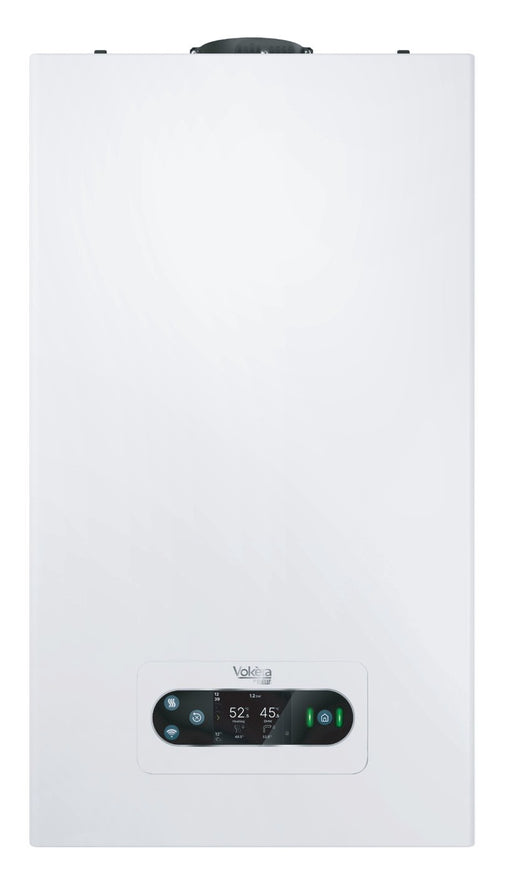 Vokèra Pinnacle combi boiler in white with digital colour touchpad interface
