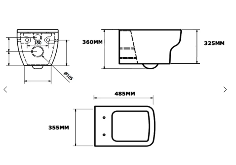 Kartell K-VIT Options 600 Wall Hung WC with Soft Close Seat-White Gloss (POT077OP)