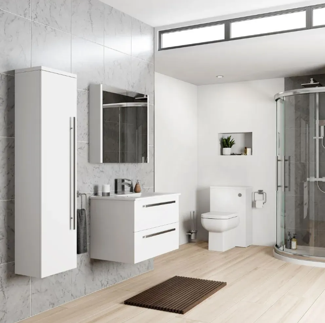 Kartell K-VIT Purity 600mm Wall Mounted 2 Drawer Unit & Mid Depth Ceramic Basin White Gloss (FUR022PU-FUR061PU)