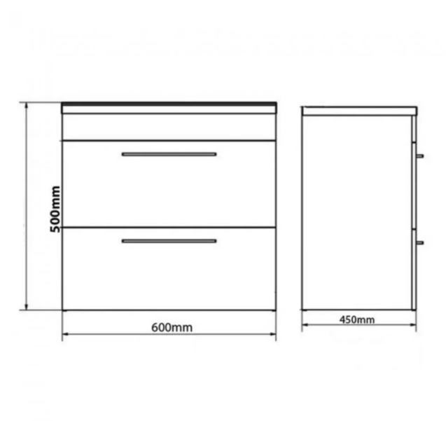 Kartell K-VIT Purity 600mm Wall Mounted 2 Drawer Unit & Mid Depth Ceramic Basin- Silver Oak (PSO600WM-FUR061PU)