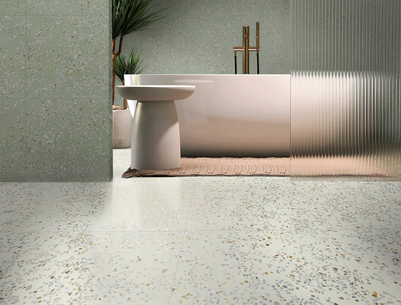 Wellington Green Terrazzo Effect Matt Porcelain Wall & Floor Tile 600x600mm