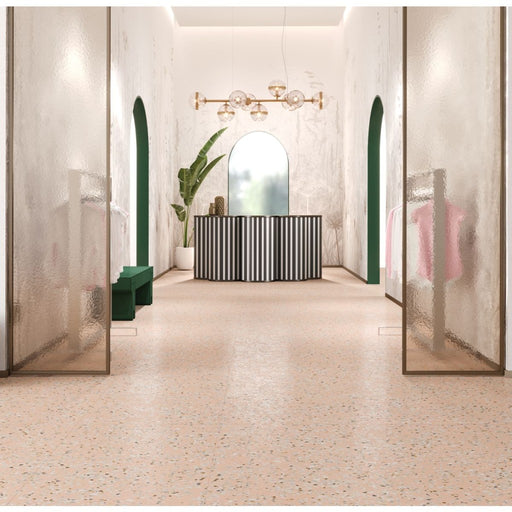 Wellington Pink Terrazzo Effect Matt Porcelain Wall & Floor Tile 600x600mm