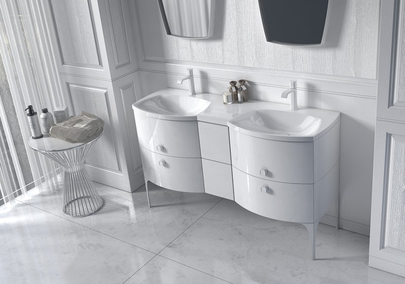 Wimborne Wall Hung 1 Taphole Double Washbasin 1440mm Gloss - view 6