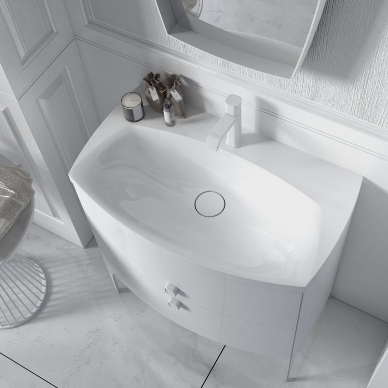Wimborne Wall Hung 1 Taphole Washbasin 820mm Gloss - view 3