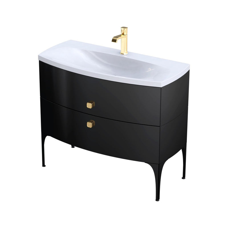 Wimborne Wall Hung 2 Drawer Basin Unit 1020mm Gloss Black