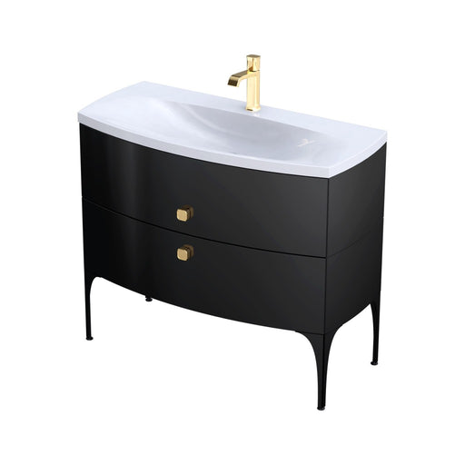 Wimborne Wall Hung 2 Drawer Basin Unit 1020mm Gloss Black