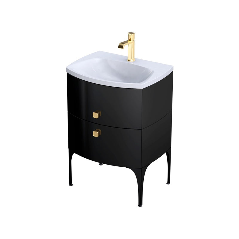 Wimborne Wall Hung 2 Drawer Basin Unit 620mm Gloss Black