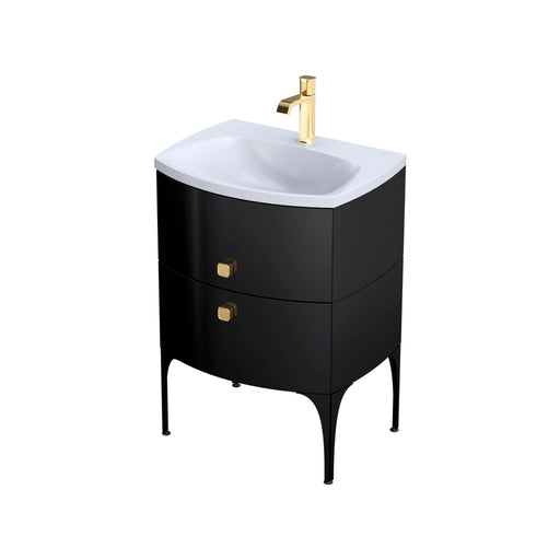 Wimborne Wall Hung 2 Drawer Basin Unit 620mm Gloss Black
