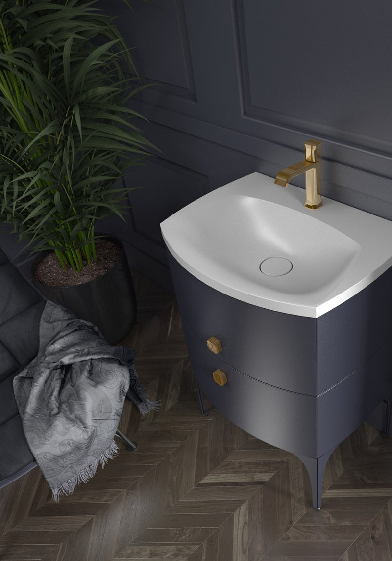 Wimborne Wall Hung 2 Drawer Basin Unit 620mm Gloss Black - view 2