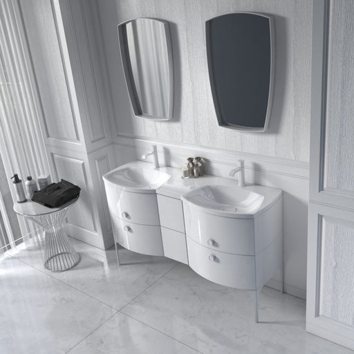 Wimborne Wall Hung 2 Drawer Basin Unit 620mm Gloss White - view 2