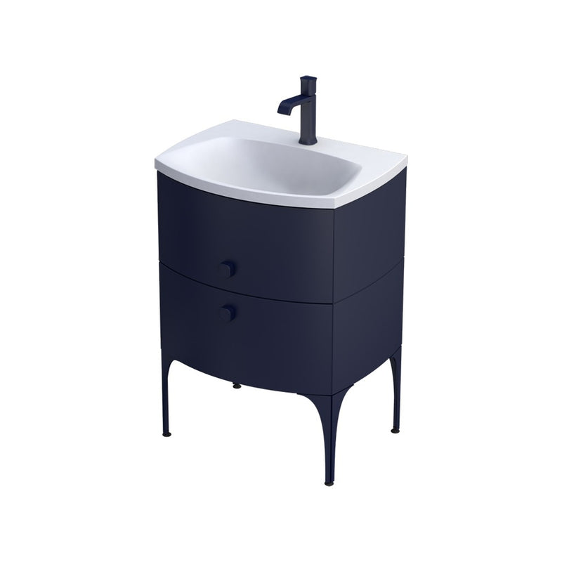 Wimborne Wall Hung 2 Drawer Basin Unit 620mm Matt Blue