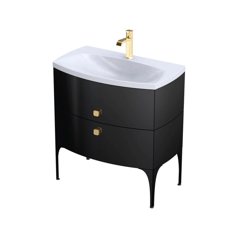 Wimborne Wall Hung 2 Drawer Basin Unit 820mm Gloss Black
