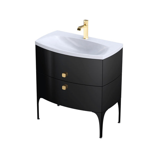 Wimborne Wall Hung 2 Drawer Basin Unit 820mm Gloss Black