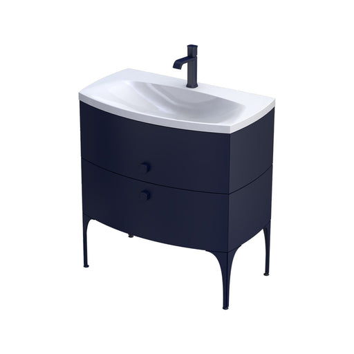 Wimborne Wall Hung 2 Drawer Basin Unit 820mm Matt Blue