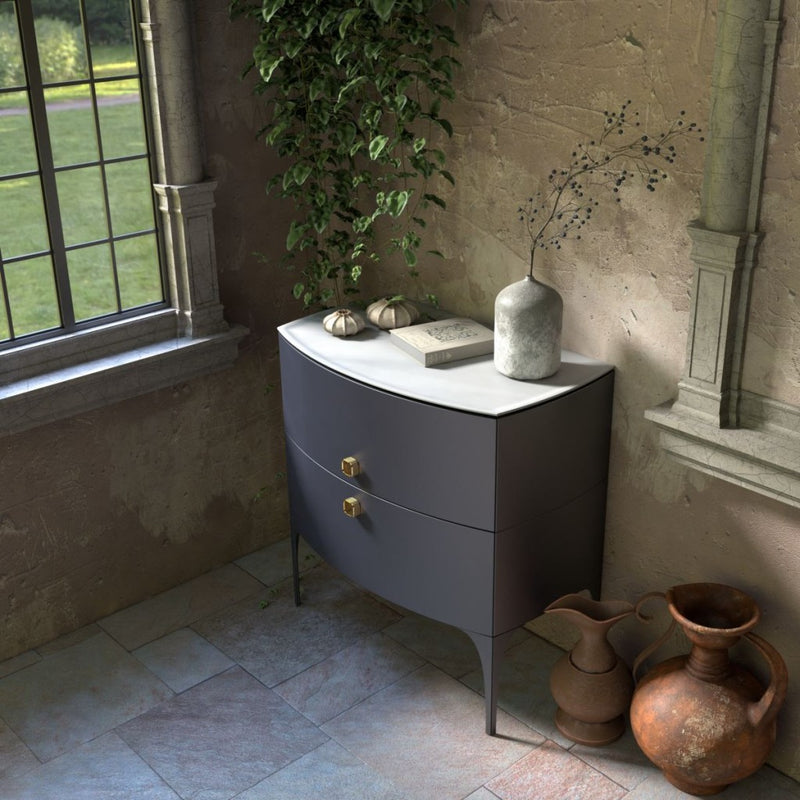 Wimborne Wall Hung 2 Drawer Basin Unit 820mm Matt Blue - view 2